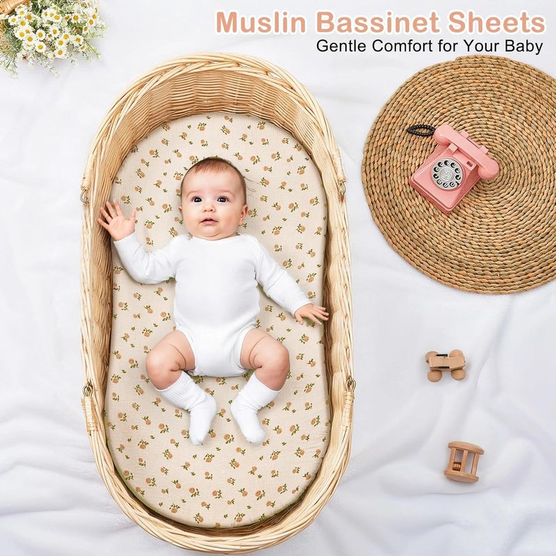 Basumee أغطية سرير موسلين للمهد للبنات والأولاد - عبوة 2 - Image 3